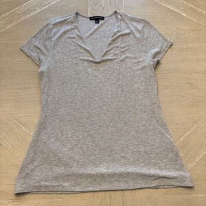 INC International Concepts LINED Gray Short Sleeve Ribbed Tee